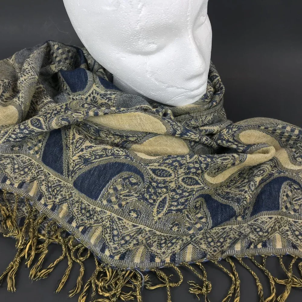 blue/gold oversized shawl/scarf